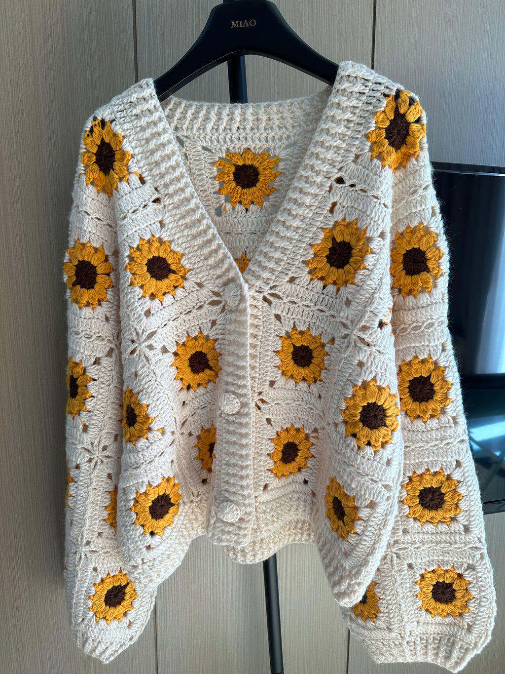 Women's Handknitted Sweater Cardigan Outfits 3D Hollow Sunflowers Crochet Design Cozy Fashion  Knitwear Knitting Tops Long Sleeve